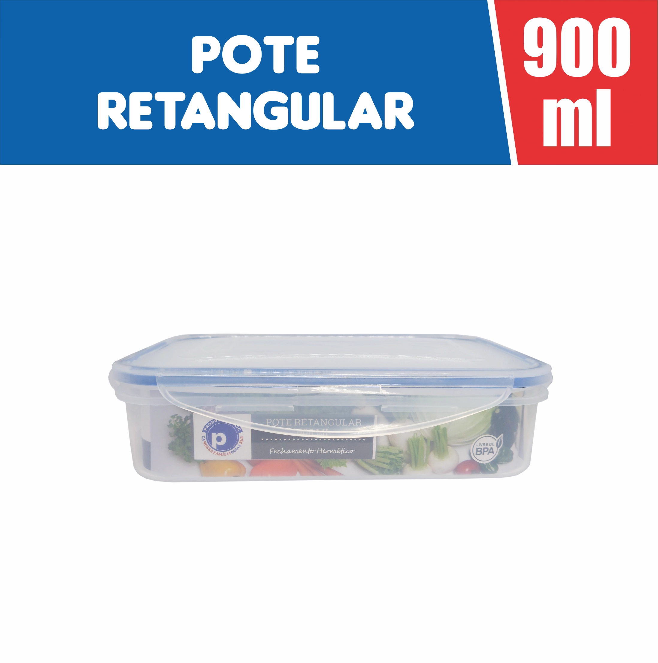 Vasilha Plastica 900 Ml Retangular B Public Azul
