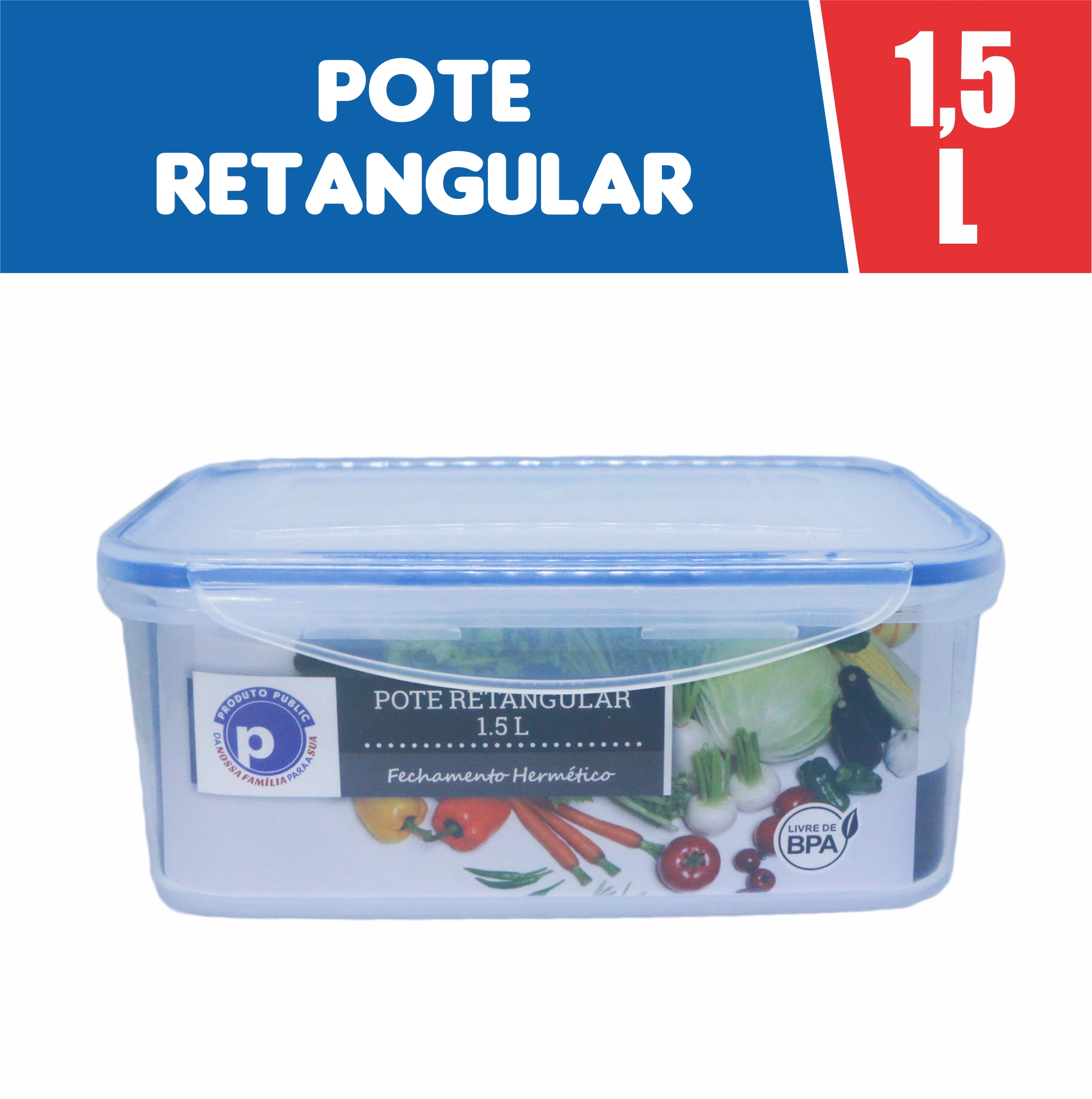 Vasilha Plastica 1,5 Litros Retangular B Public Azul