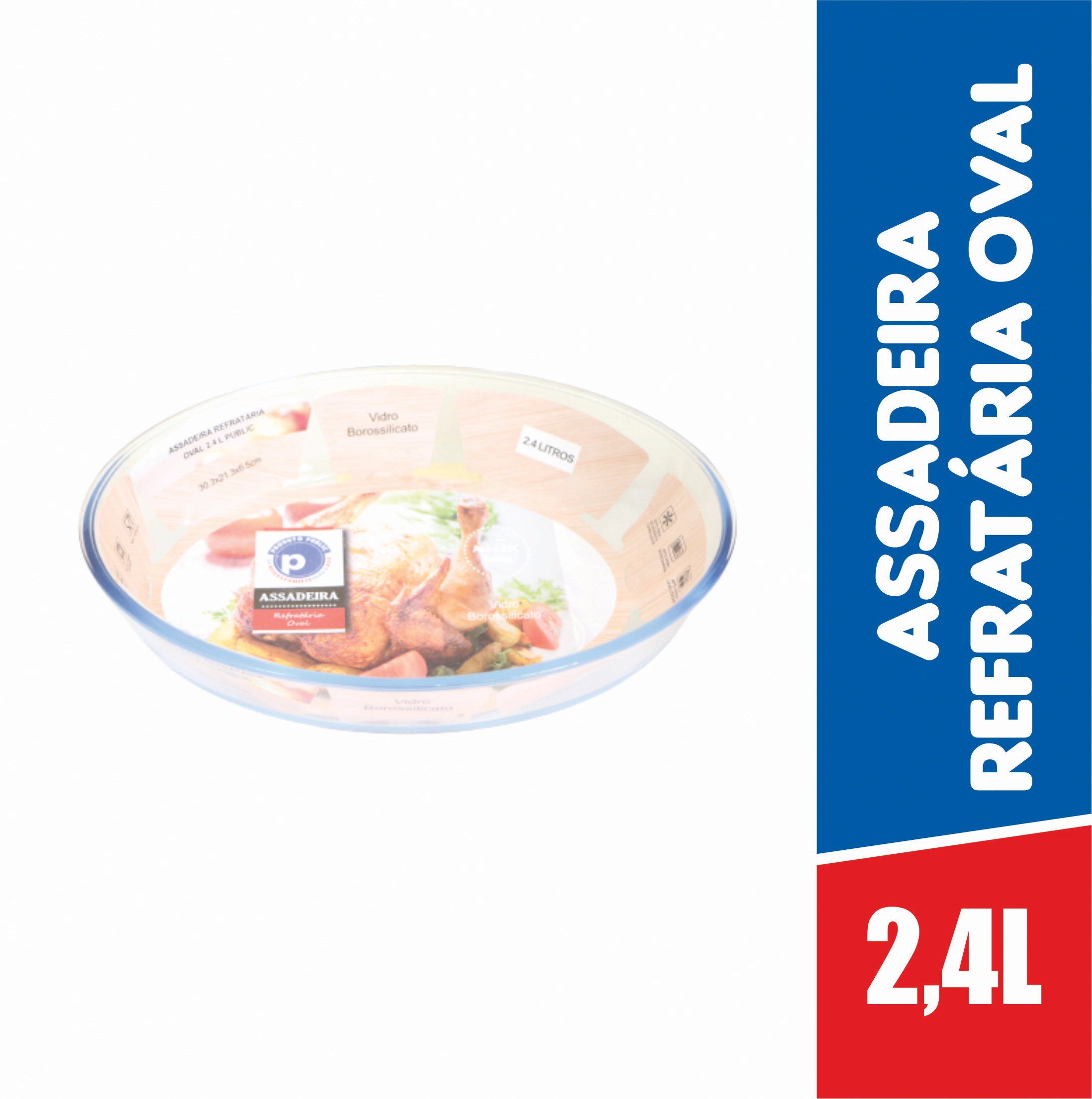 Assadeira Refrataria 2,4 Litros Oval Public