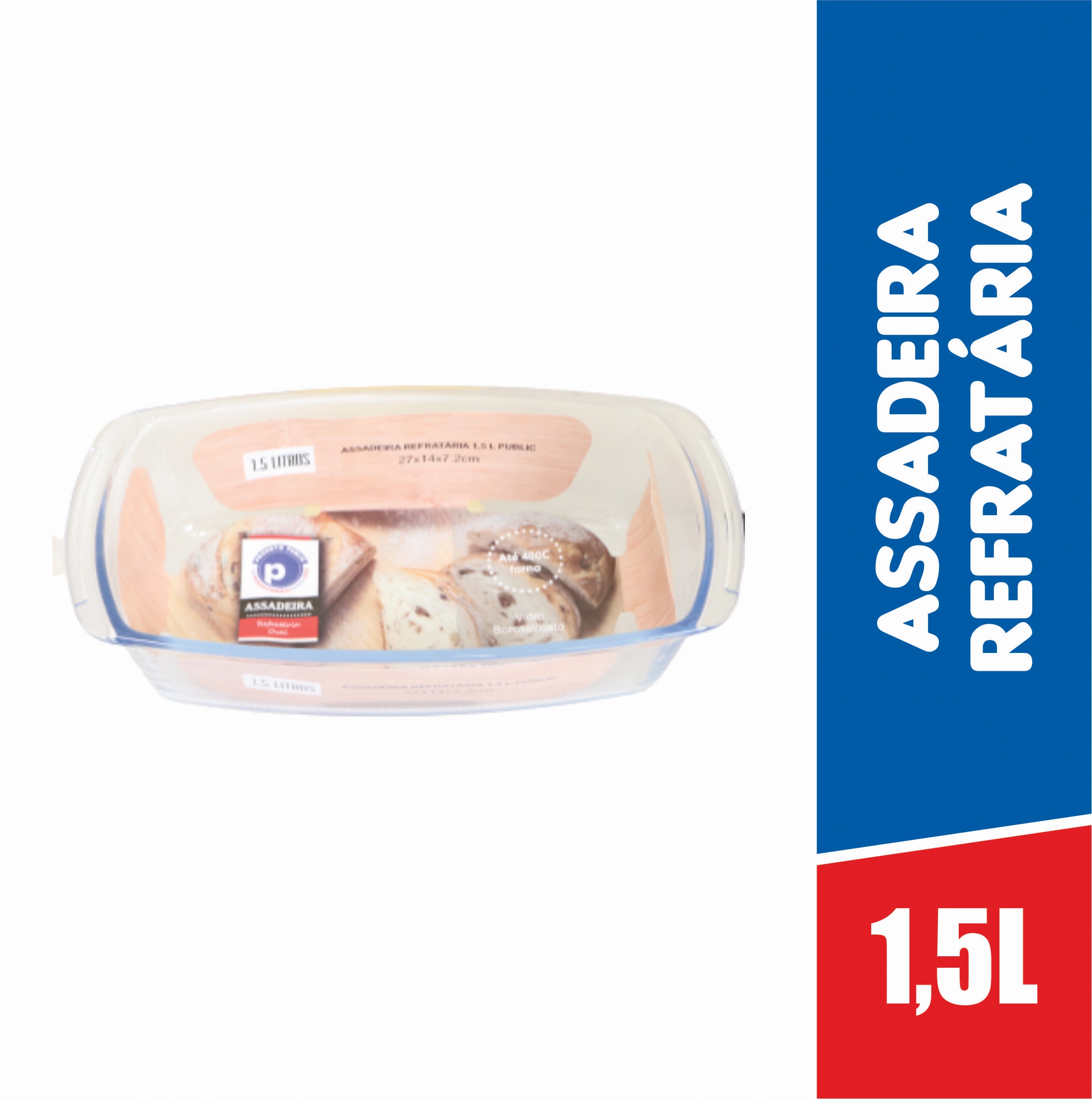 Assadeira Refrataria 1,5 Liros Retangular Com Divisoia Public