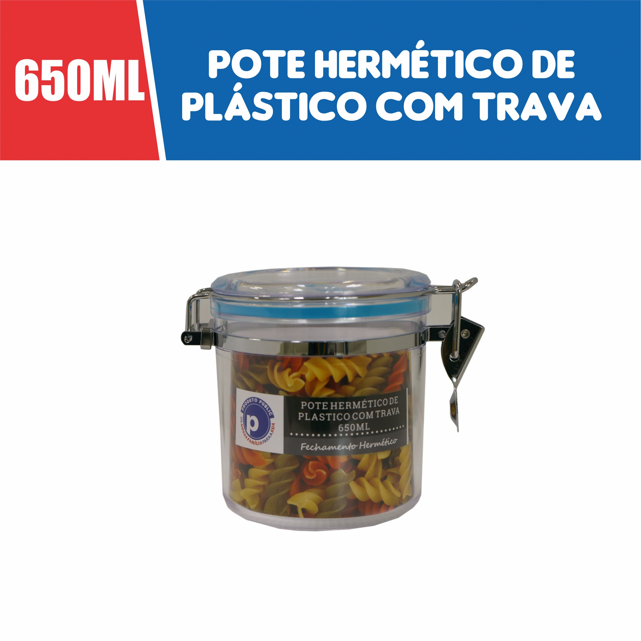 Pote Herme De Plast C/ Trava Public Sophie 650ml Azul