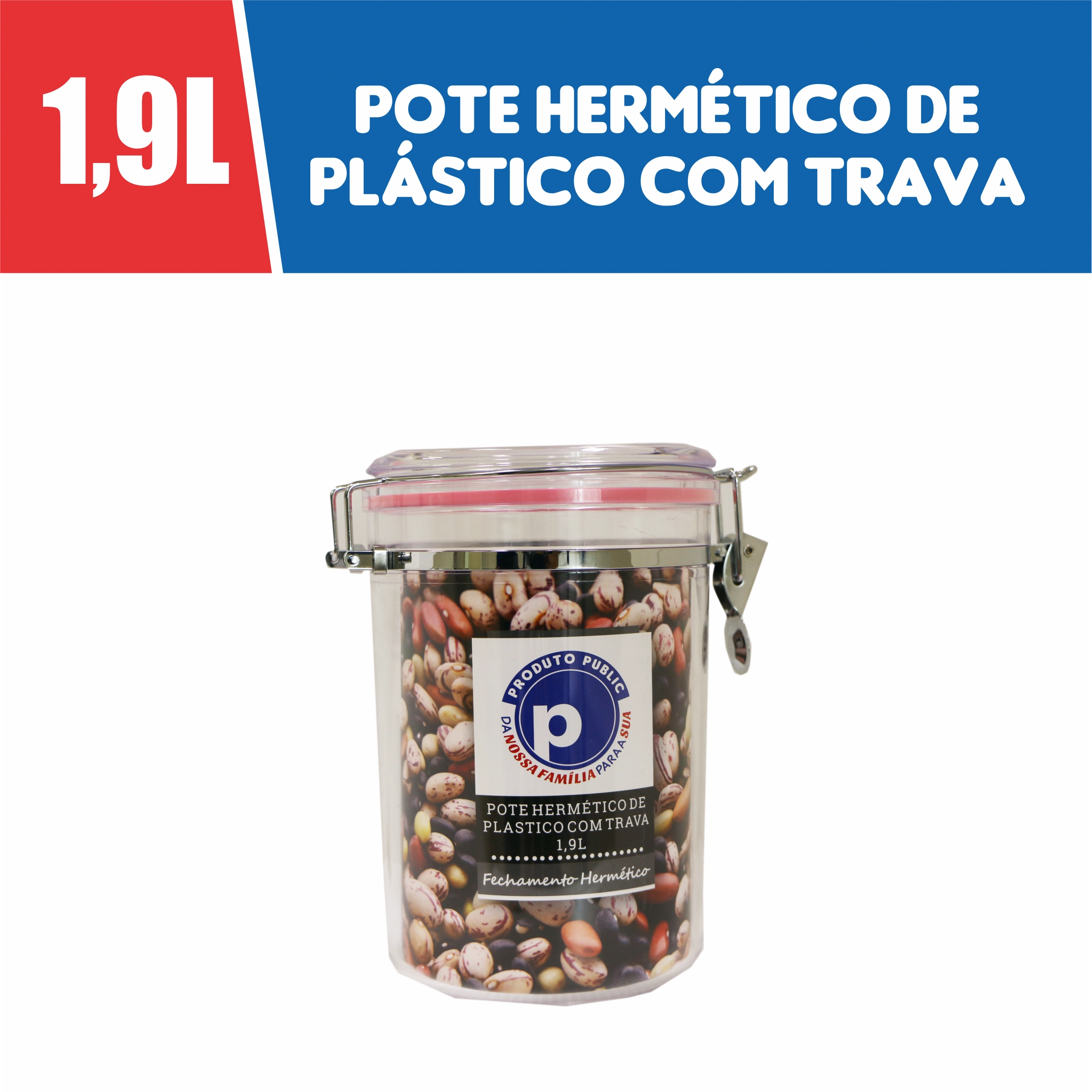 Pote Herme De Plast C/ Trava Public Sophie 1900ml Rosa