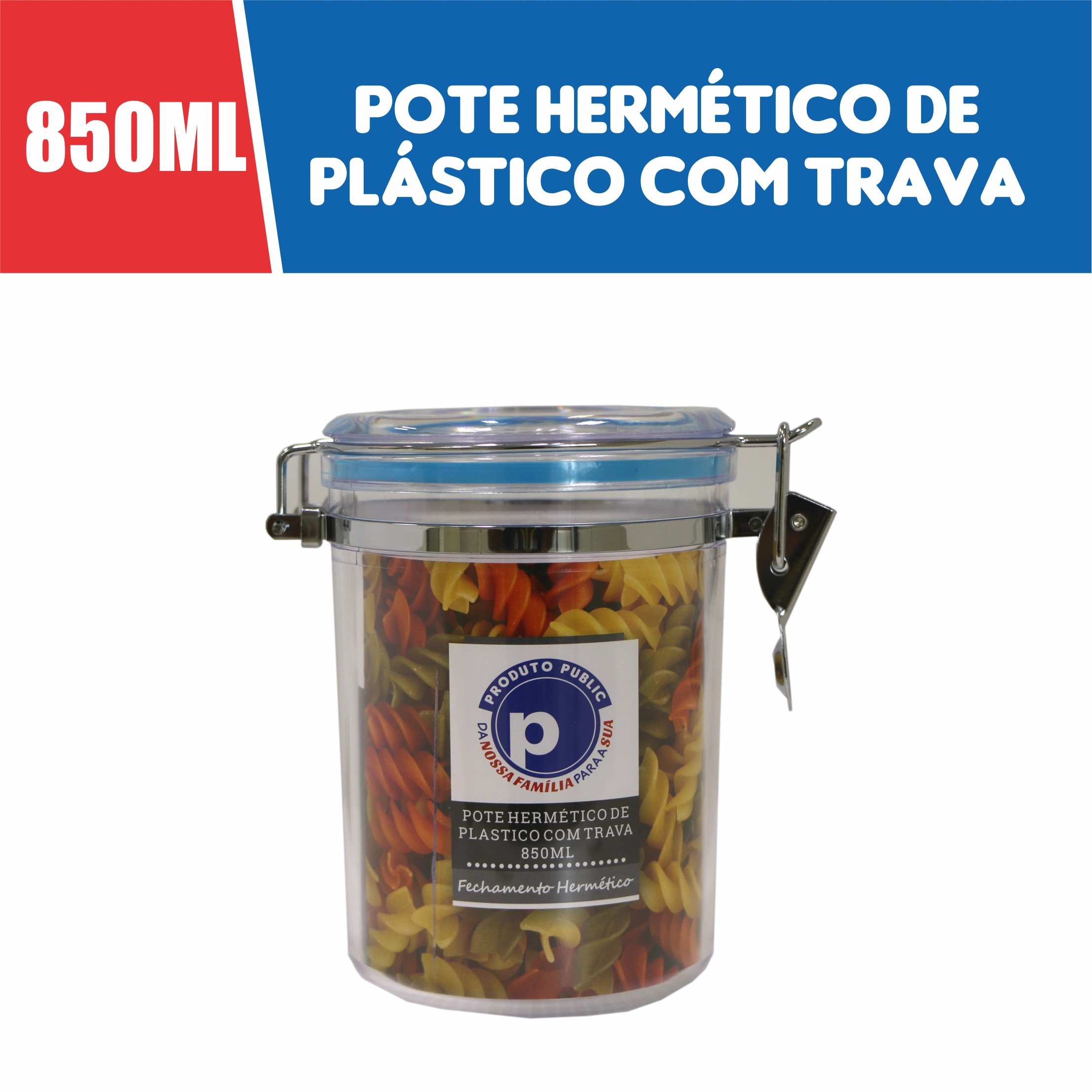 Pote Herme De Plast C/ Trava Public Sophie 850ml Azul