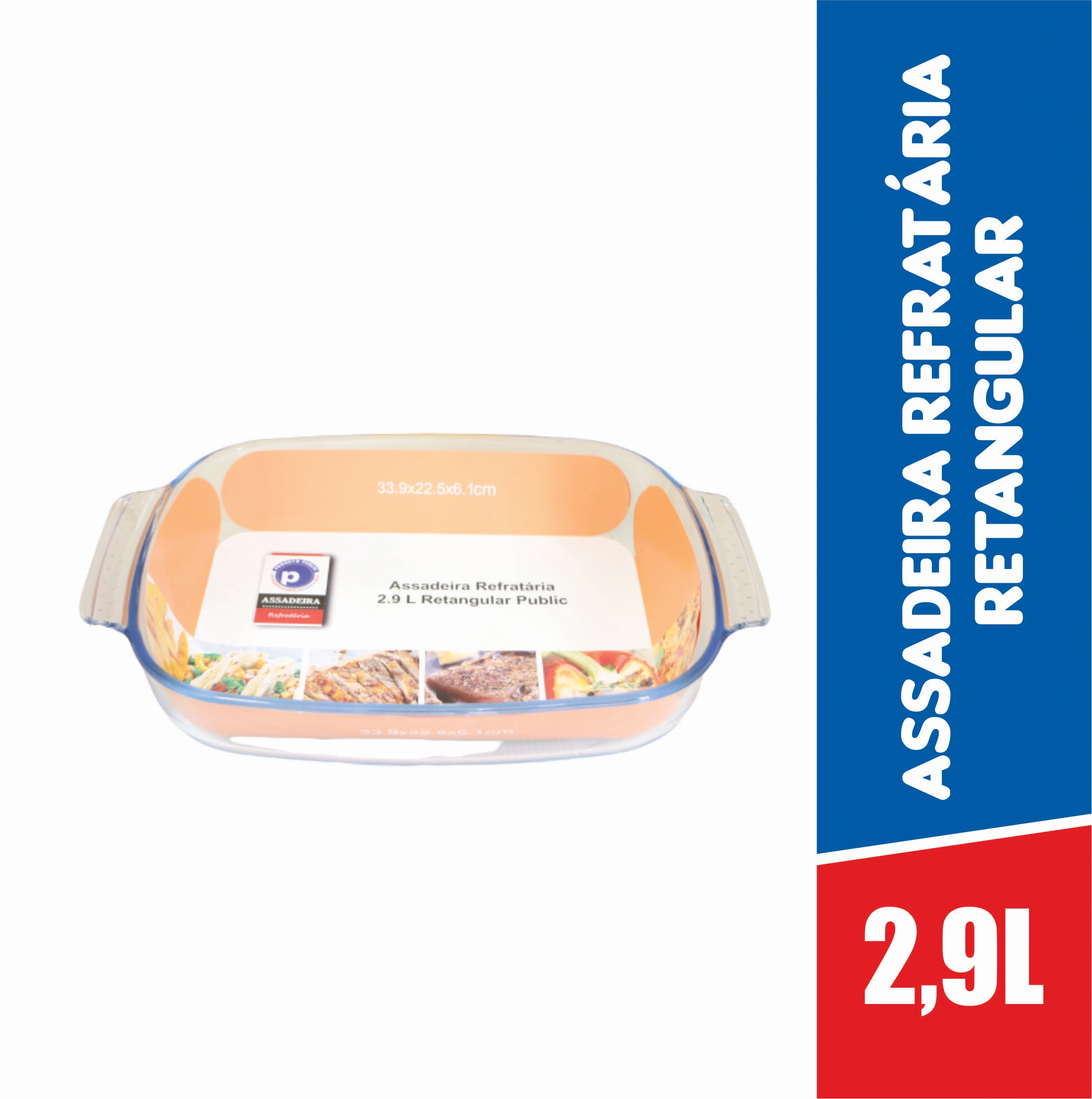 Assadeira Refr 2,9 L Retangular C/ Alça De Silicone Public