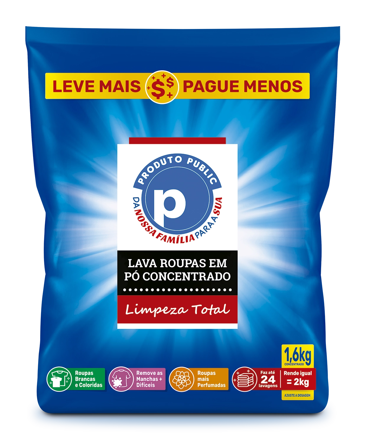 Lava Roupa Po Public 1,6kg Limp Total Sachet