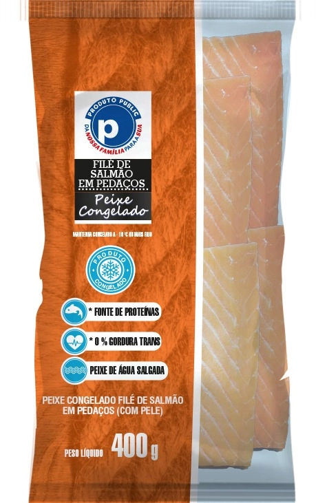 Peixe File De Salmao Public 400g Cong C/ Pele