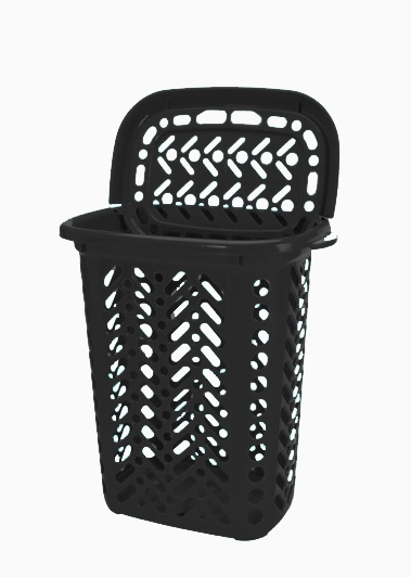 Cesto De Roupa Telado Retangular Preto Com Tampa Belmount 60l