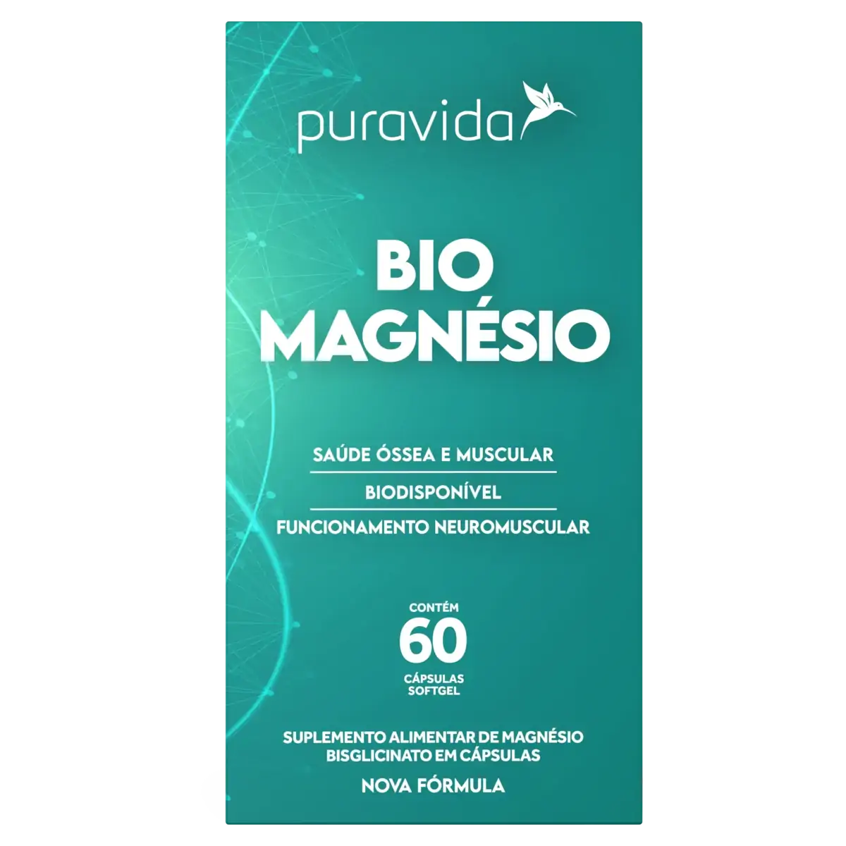 Bio Magnésio Puravida Caixa 72g 60 Cápsulas Softgel