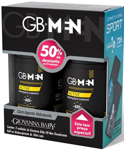 Kit Giovanna Baby Des Roll On Men C/2 50ml Desc 50 Segunda Active