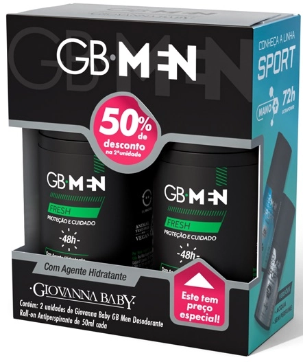 Kit Giovanna Baby Des Roll On Men C/2 50ml Desc 50 Segunda Fresh