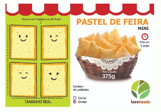 Mini Pastel Congelado Queijo Tree Foods Caixa 375g 30 Unidades