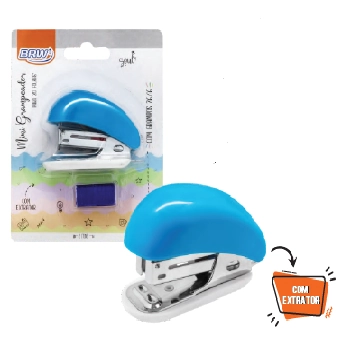 Mini Grampeador C/grampo 26/6 Azul 6,8cm Brw