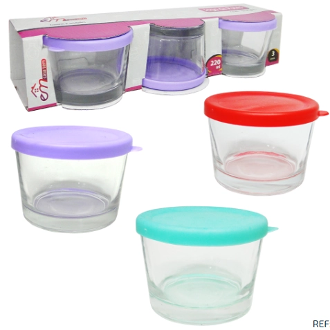 Conj Pote Pote 220ml 3pcs C/ Tpa Color