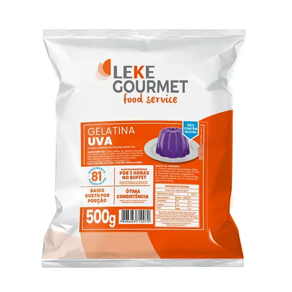 Gelatina Sabor Uva Leke 500g
