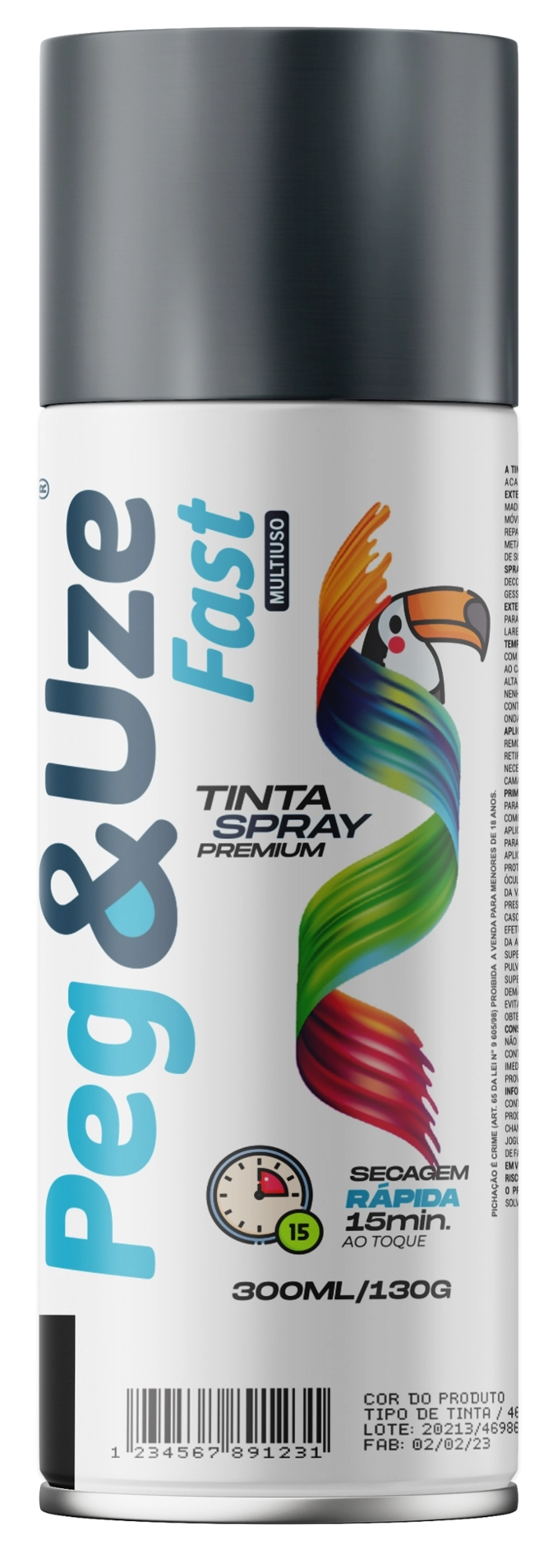 Tinta Spray Peg E Uze Metalica Grafite 300ml 6360 Chesiquimica