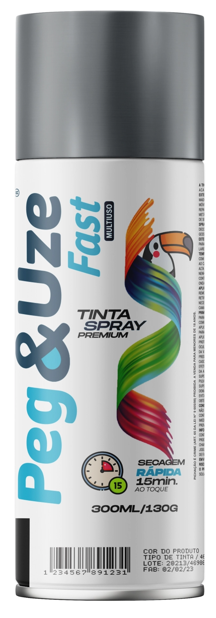 Tinta Spray Peg E Uze Metalica Prata 300ml 6362 Chesiquimica