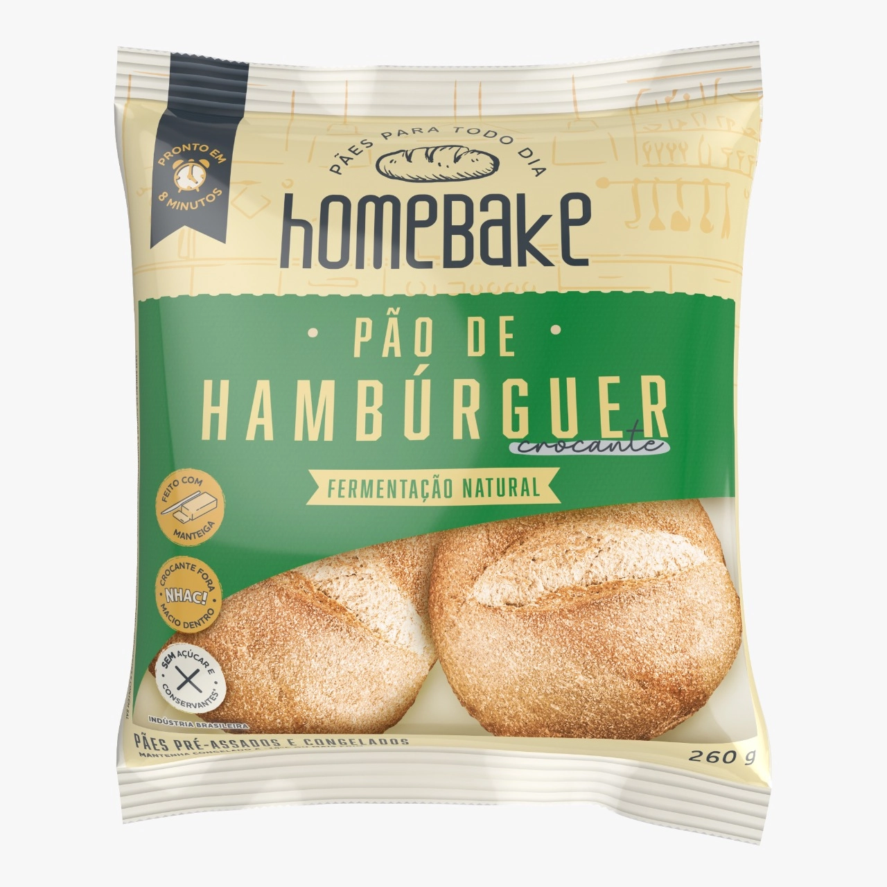 Pao Hamburguer Homebake 300g Crocante