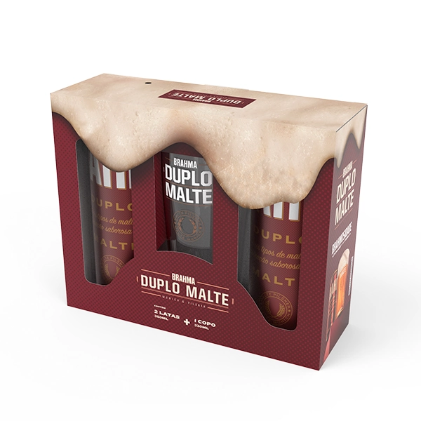 Kit Copo Cerveja Duplo Malte Brahma 2 Unidades 350ml Cada