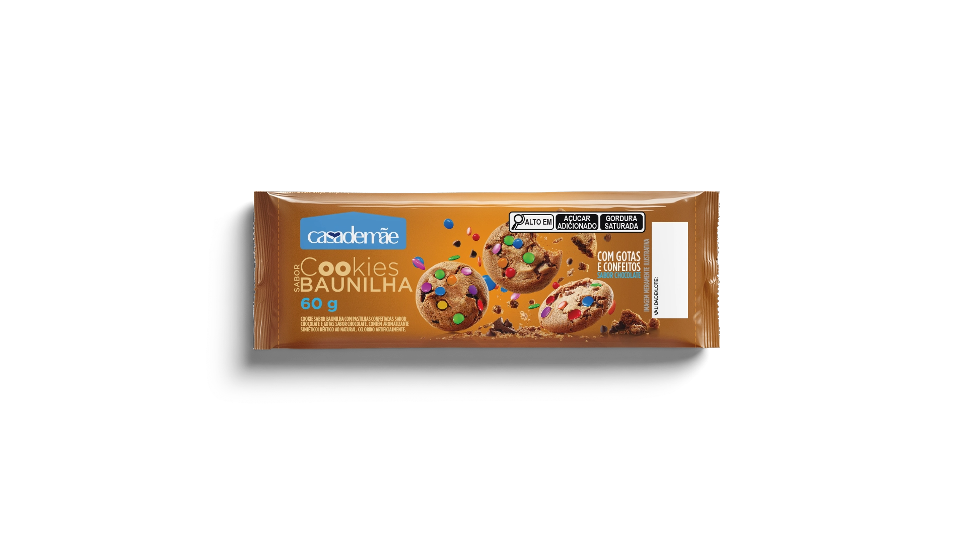 Cookie Classico Casa De Mae Baunilha Com Confeitos E Gotas 60g