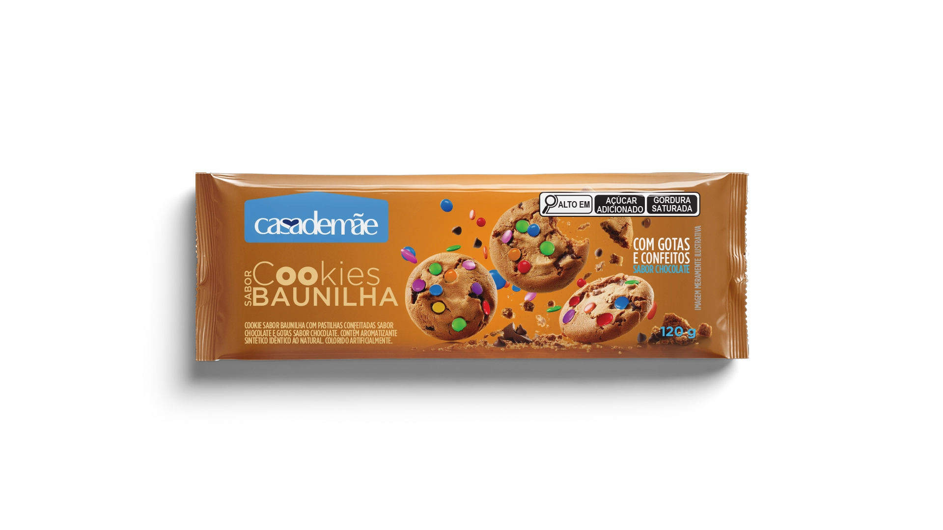 Cookie Classico Casa De Mae Baunilha Com Confeitos E Gotas 120g