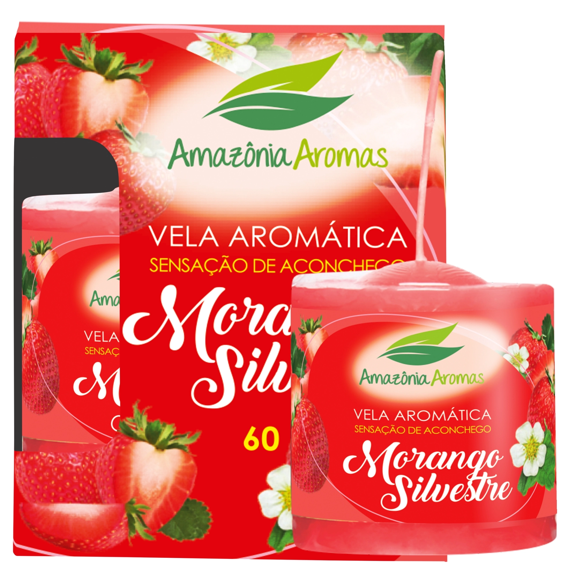 Vela Perfumada Aromas Morango Silvestre 60g 936 Amazonia