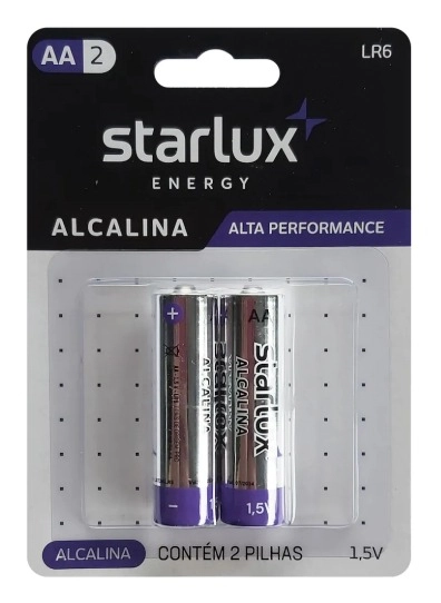 Pilha Starlux Energy Alcalina Pequena Aa2 Arcom