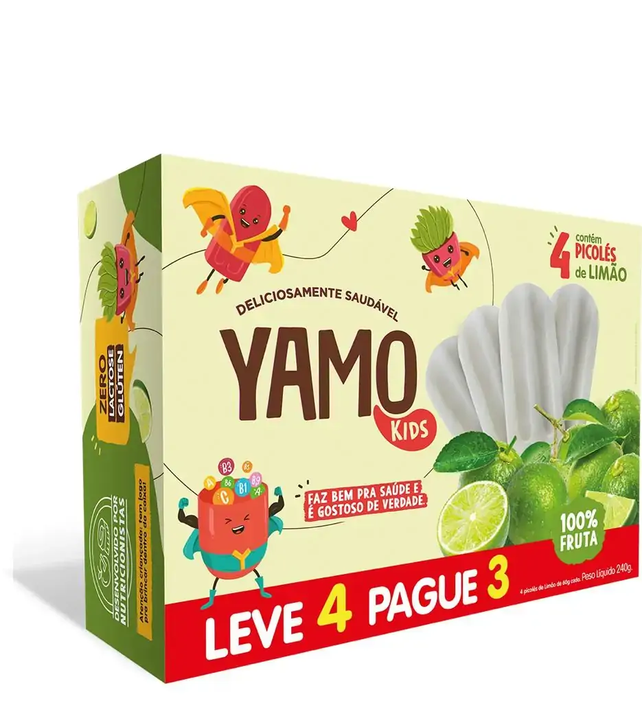Pack 4x 75g Picolé Infantil Limão Yamo 300g