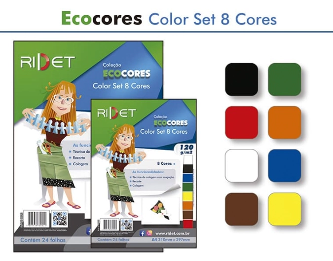 Ecocores Color Set 08 Cores A3 120gr 29,7x42cm 24fls