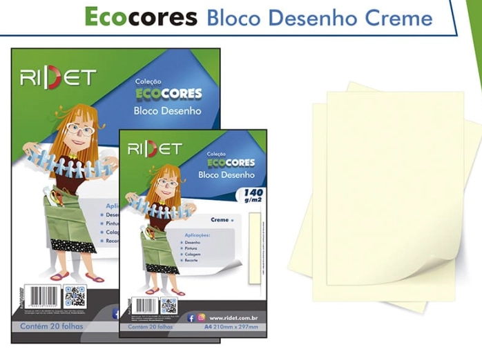 Ecocores Bloco Desenho Creme A4 140 Gr 21x29,7cm 20fls