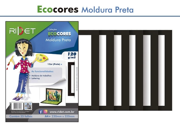 Ecocores Moldura Preta A4 120gr 23x32cm 35fls