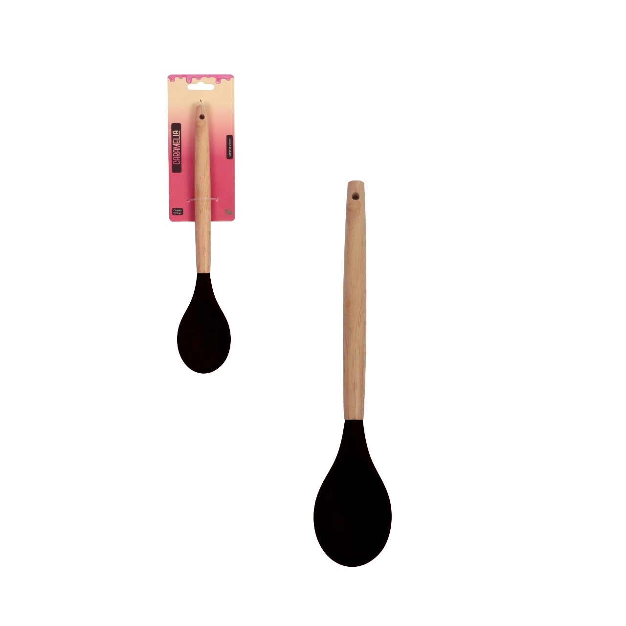 Concha Silicone Mb 32cm Preta Cabo Madeira
