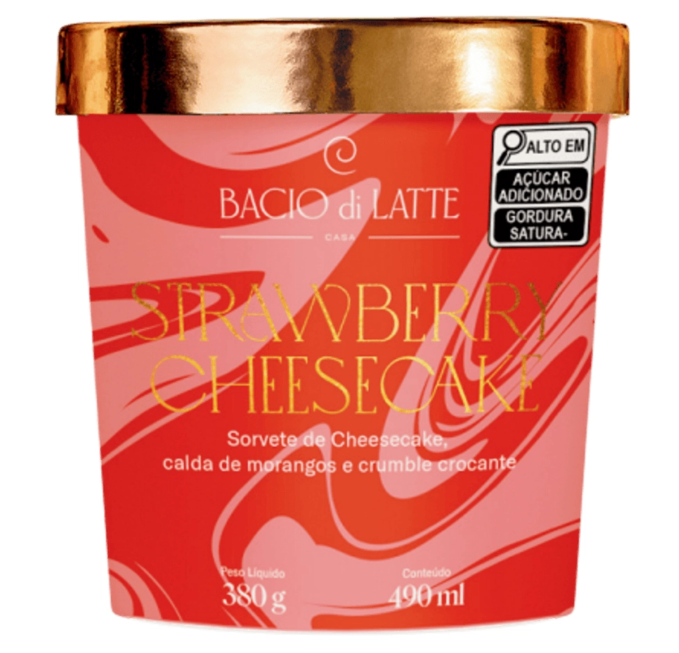 Sorvete Bacio Di Latte Strawberry Cheesecake Pt.490ml