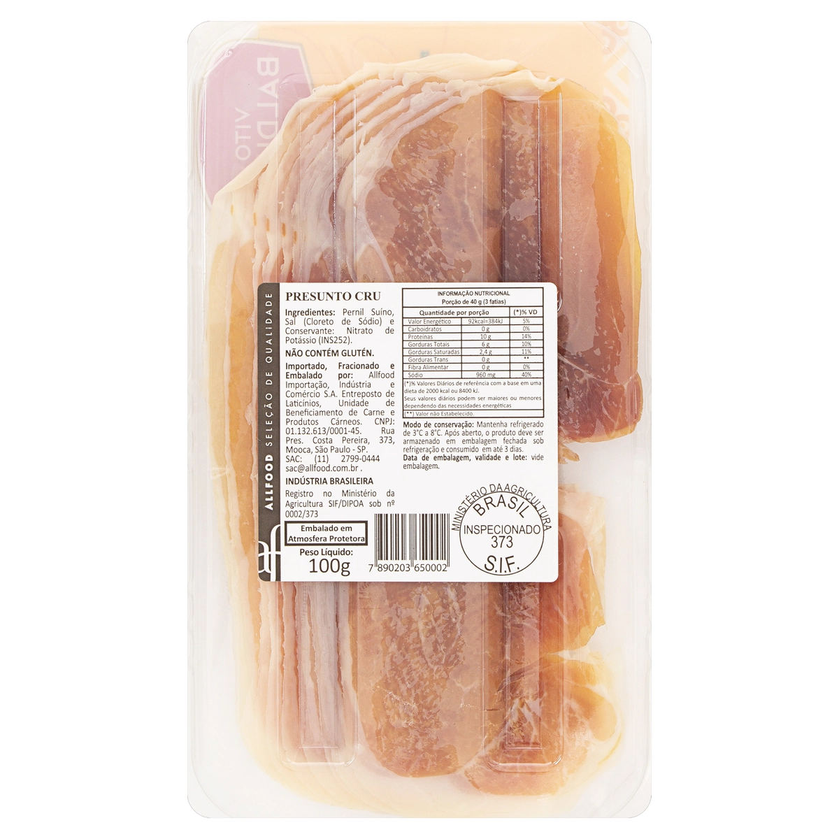 Presunto Cru Fatiado Vito Balducci 100g