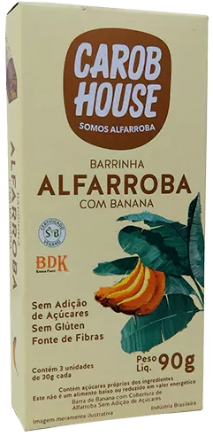 Pack Barra De Frutas Banana Cobertura Alfarroba Carob House Caixa 90g 3 Unidades