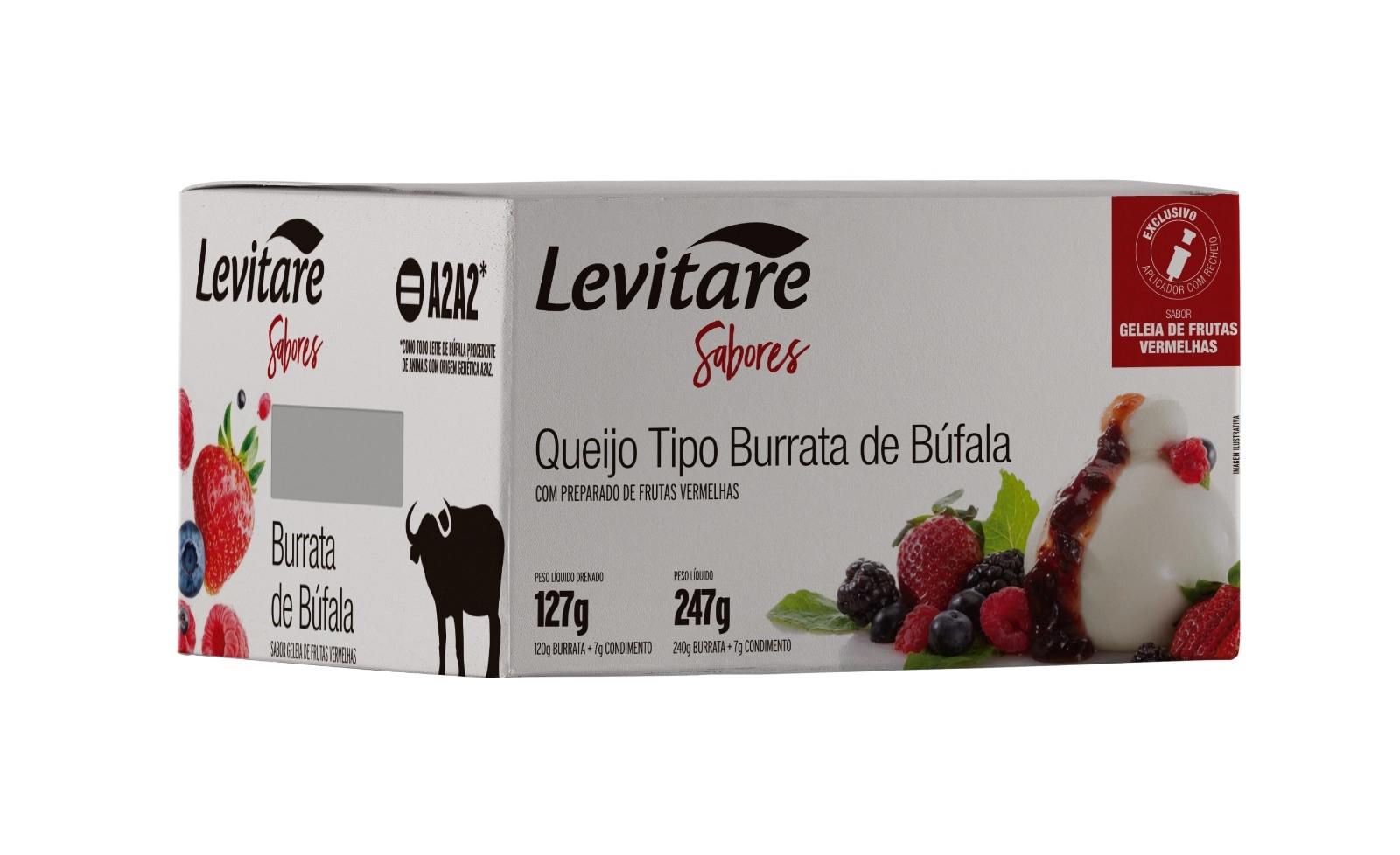 Qj Burrata Levitare Bufala 127g Frutas Vermelhas