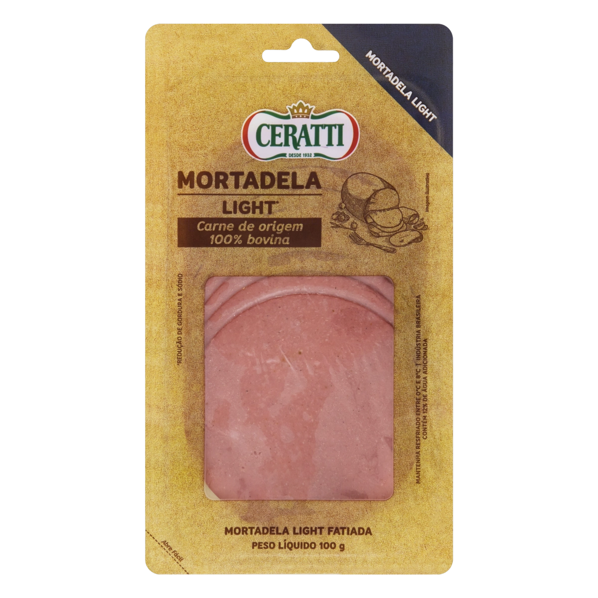 Mortadela Bovina Fatiada Light Ceratti 100g