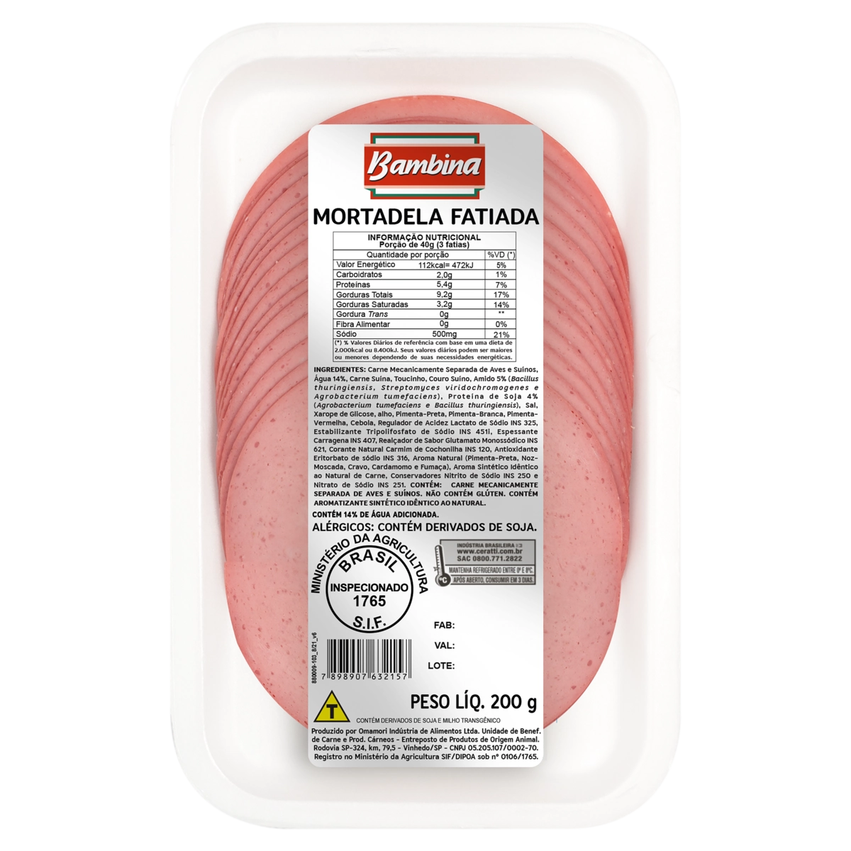 Mortadela Fatiada Bambina 200g