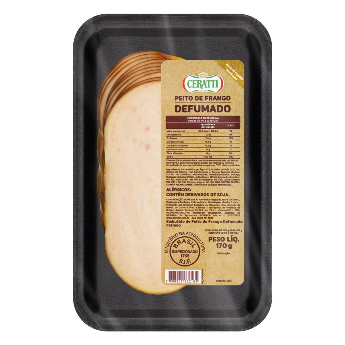 Peito De Frango Defumado Fatiado Ceratti 170g