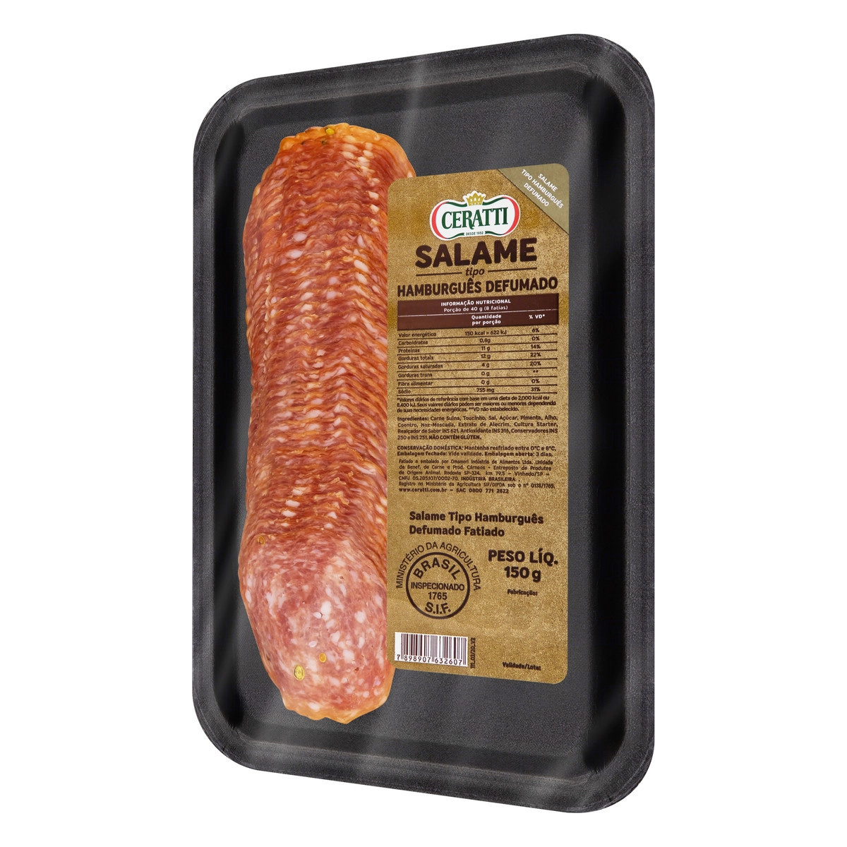 Salame Hamburguês Defumado Fatiado Ceratti 150g