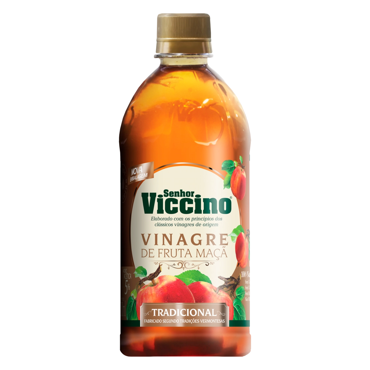 Vinagre De Maçã Tradicional Senhor Viccino Frasco 500ml