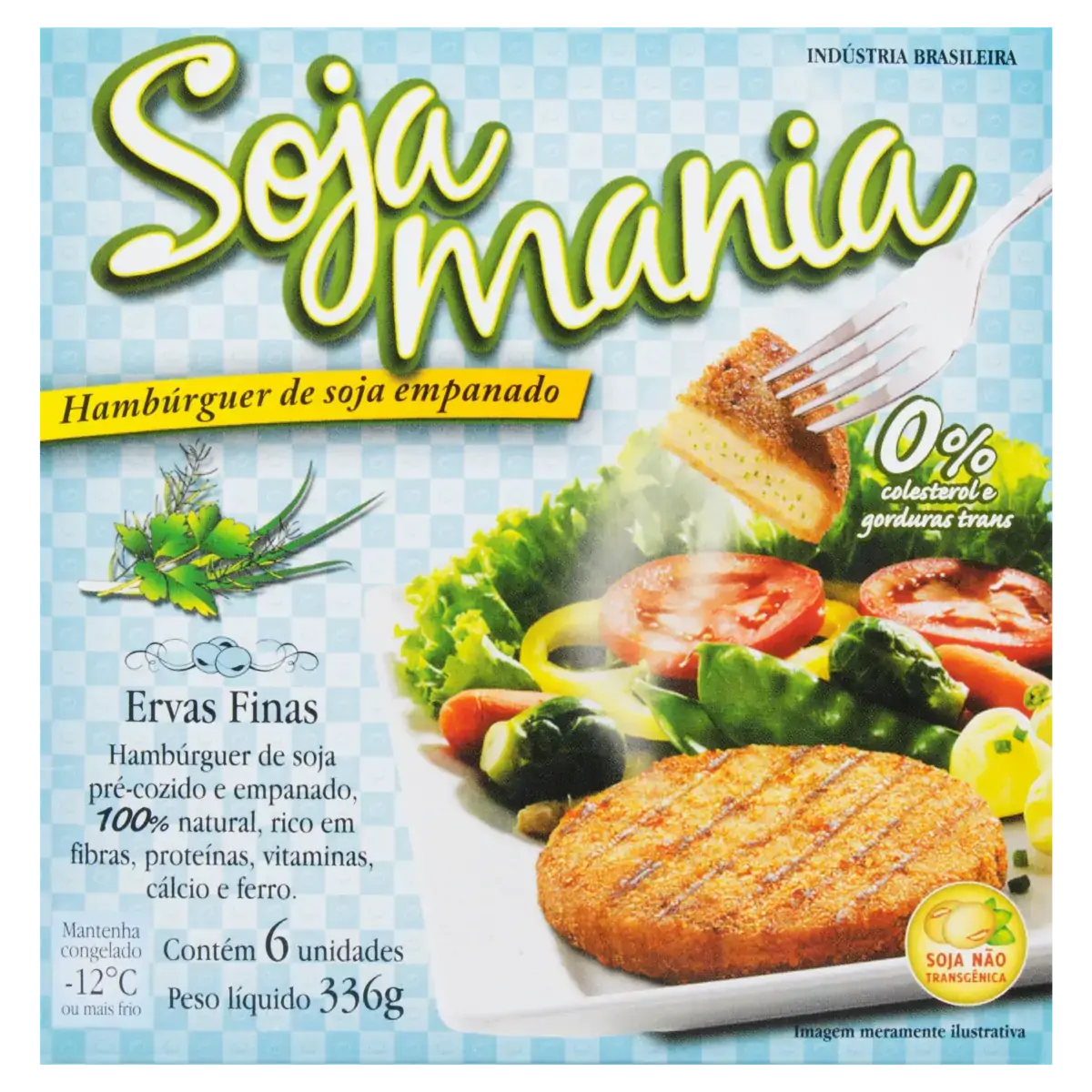 Hambúrguer De Soja Empanado Ervas Finas Soja Mania Caixa 336g 6 Unidades