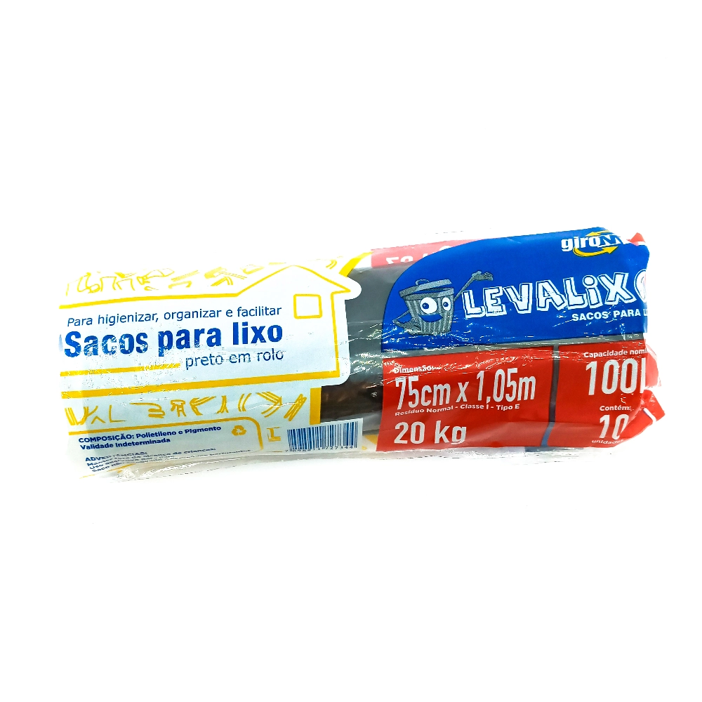 Saco Lixo Giromix Preto Rolo 100lts