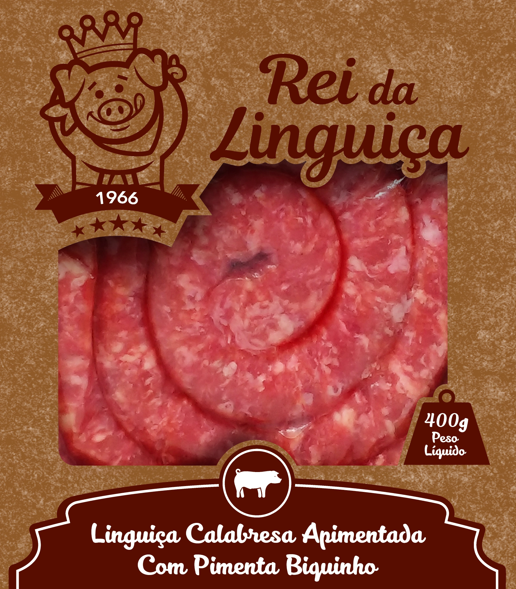 Linguica Calabresa Rei Da Linguica 400g C/pimenta Biquinho