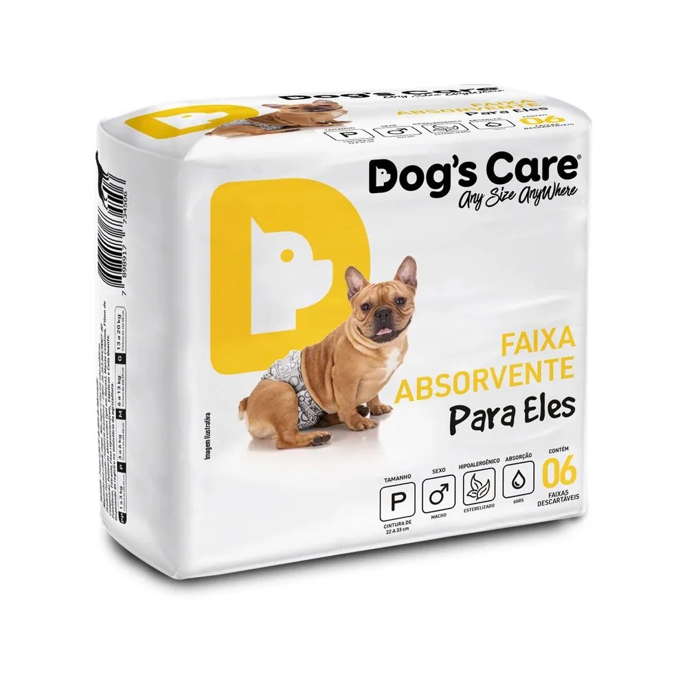 Fralda Higiênica Dog S Care Com Gel Para Cães Machos 6 Unidades