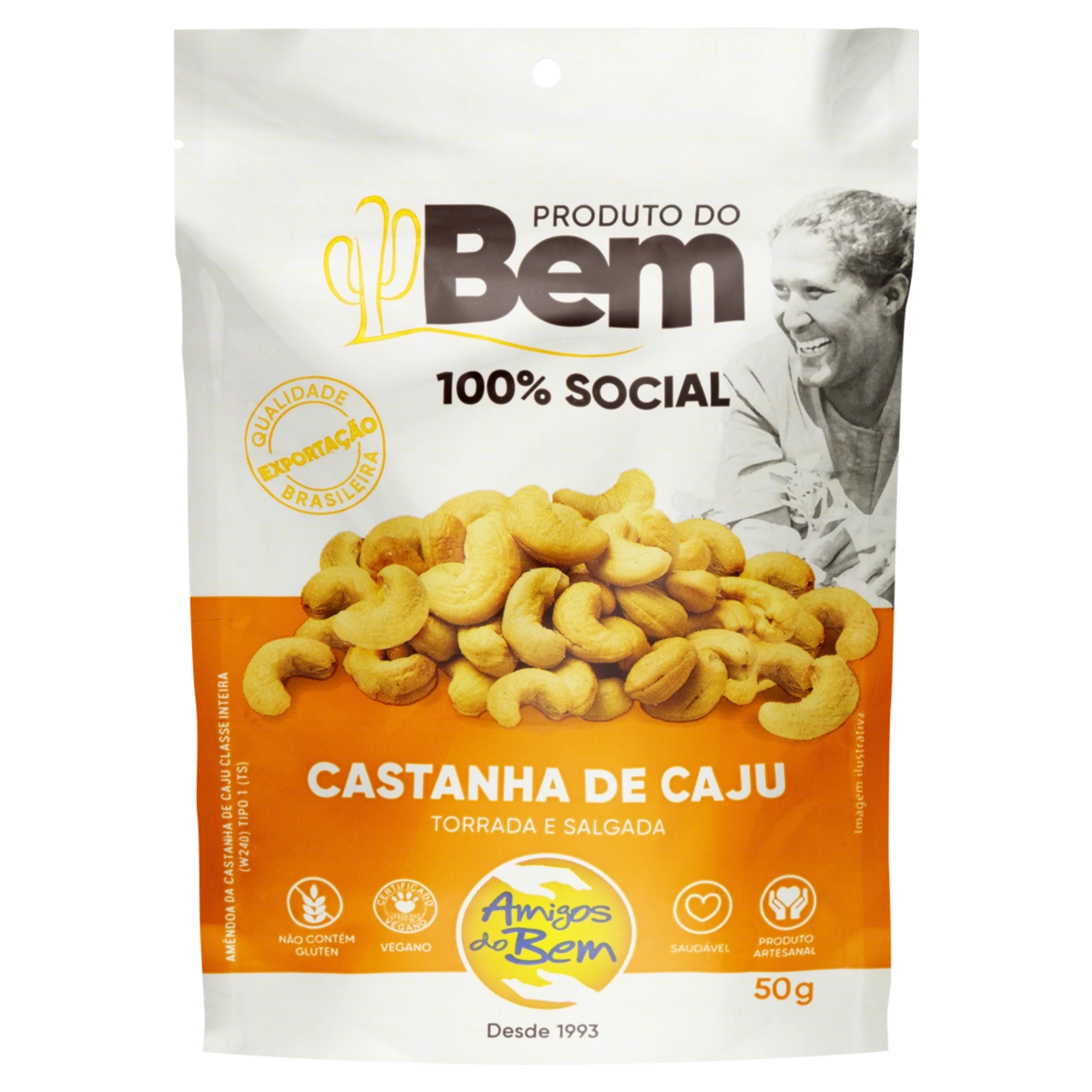 Castanha De Caju Torrada E Salgada Amigos Do Bem Pouch 50g