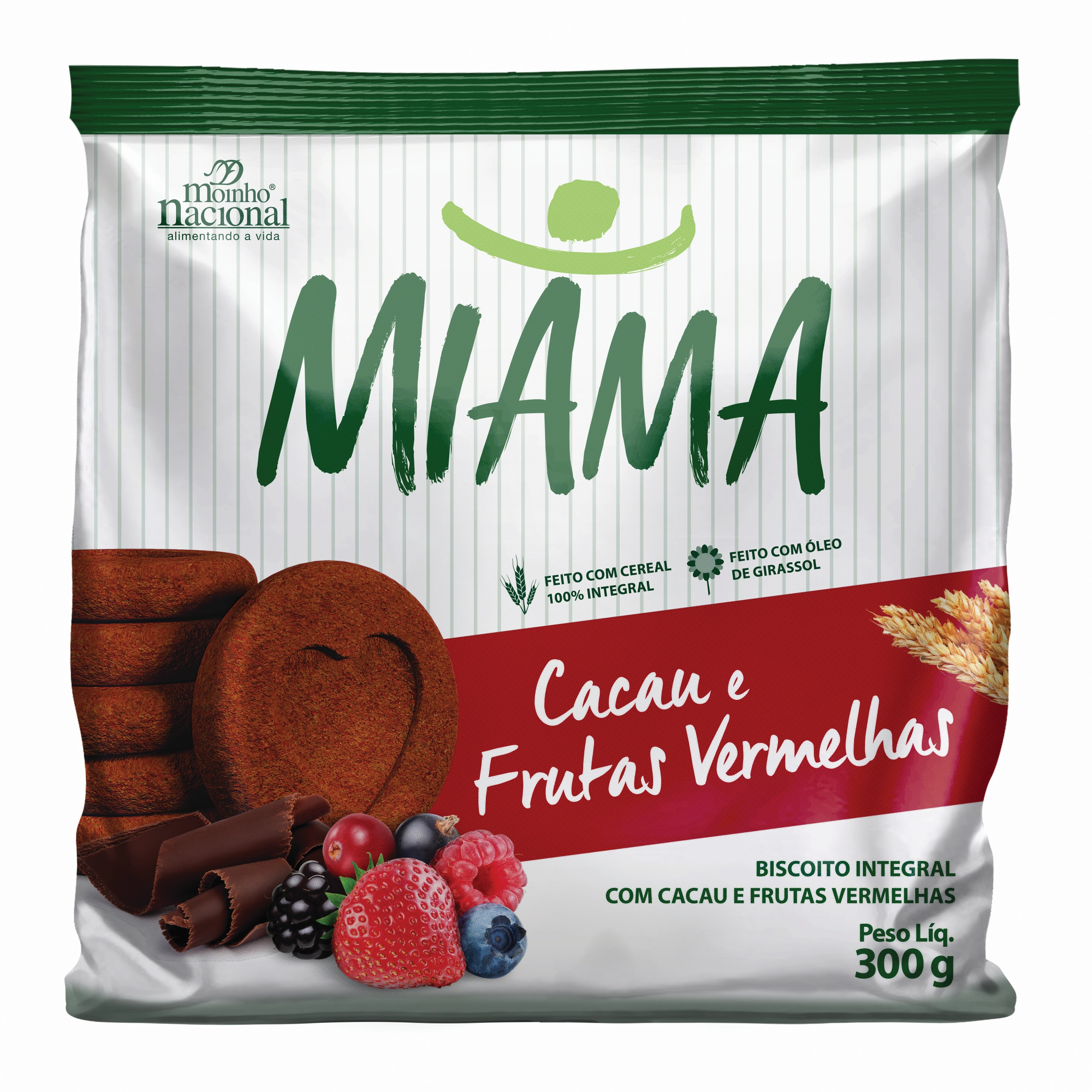 Bisc Integral Miama Cacau C/frutas Vermelhas 300g
