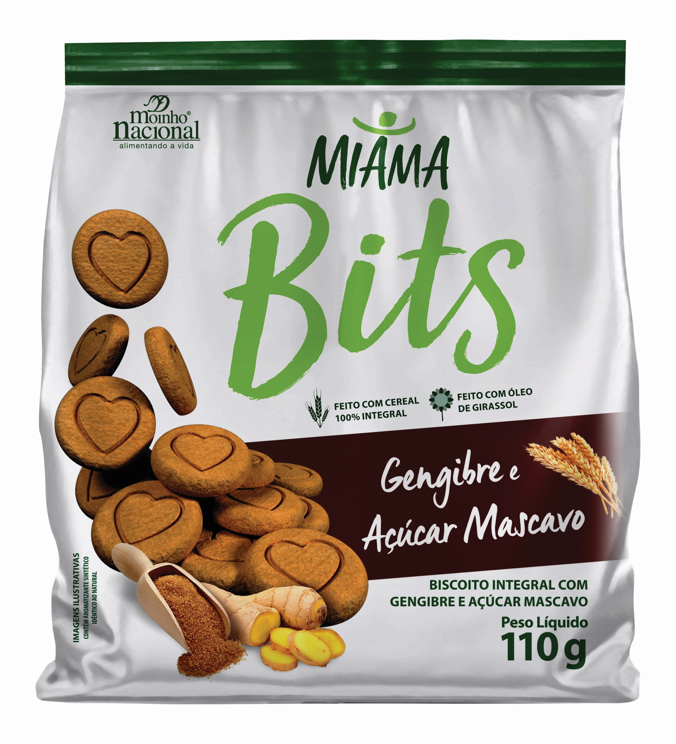 Bisc Integral Miama Bits Gengibre E Acucar Mascavo 110g
