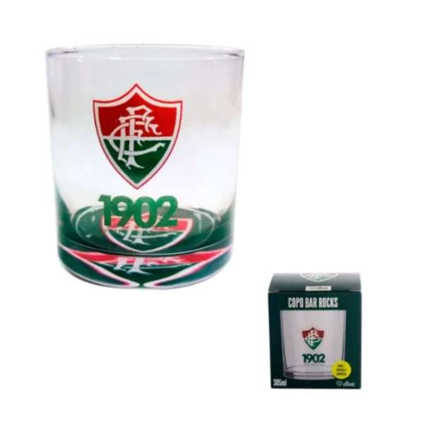 Copo Vidro Cylinder Rocks Fluminense 305ml