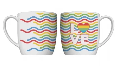 Caneca Porcelana 360 Ml Cores Love Na Luva