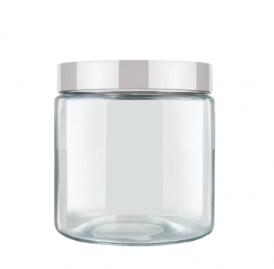 Pote Vidro Redondo Allmix 850ml C/tampa Branca